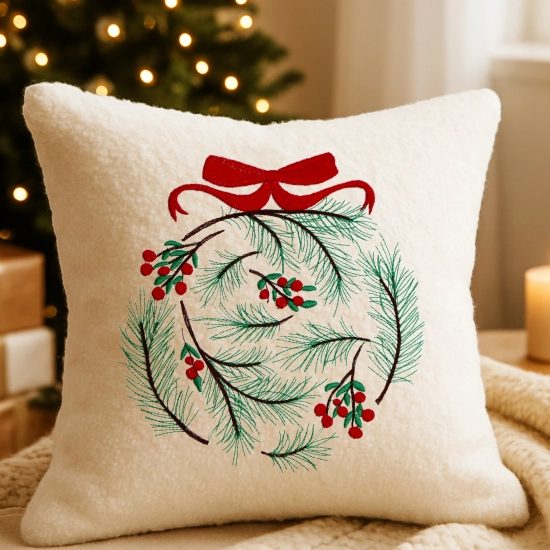 poszewka bożonarodzeniowa bouclé z haftem