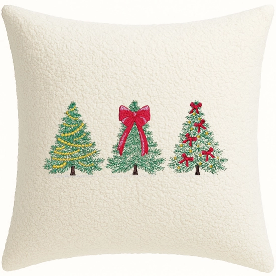 poszewka świąteczna z haftem i strukturą bouclé