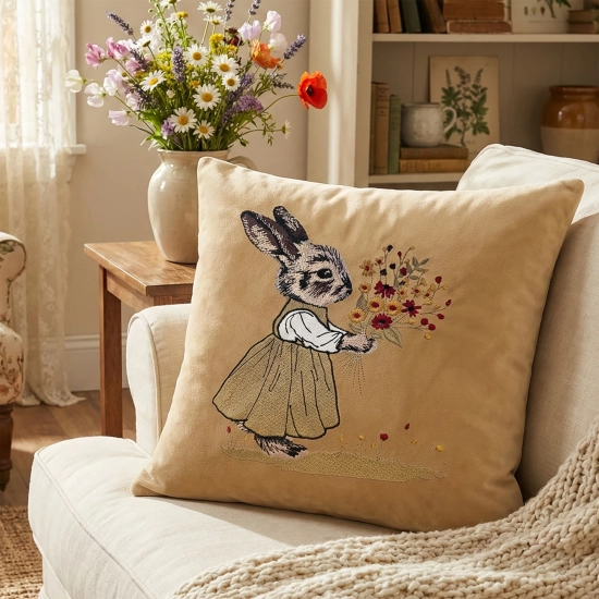 POSZEWKA DEKORACYJNA PREMIUM WELUROWA 40x40 Z HAFTEM WIELKANOCNA VELVET