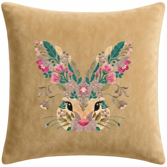 POSZEWKA DEKORACYJNA PREMIUM WELUROWA 40x40 Z HAFTEM WIELKANOCNA VELVET
