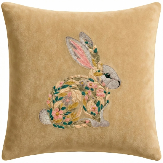 POSZEWKA DEKORACYJNA PREMIUM WELUROWA 40x40 Z HAFTEM WIELKANOCNA VELVET