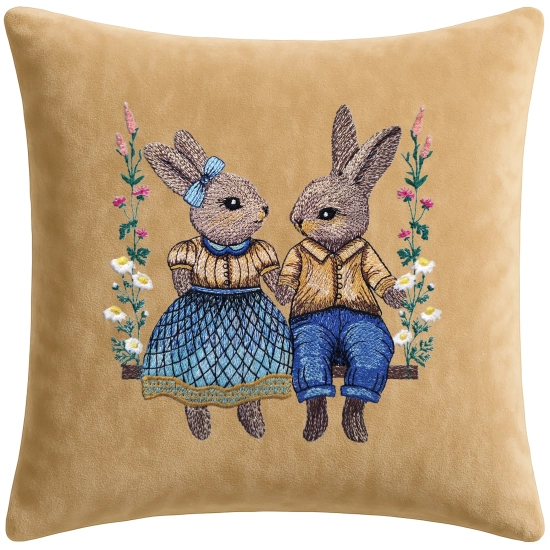 POSZEWKA DEKORACYJNA PREMIUM WELUROWA 40x40 Z HAFTEM WIELKANOCNA VELVET