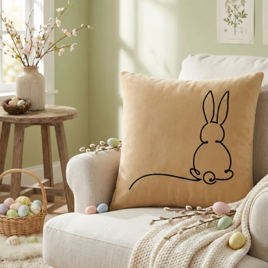 POSZEWKA DEKORACYJNA PREMIUM WELUROWA 40x40 Z HAFTEM WIELKANOCNA VELVET