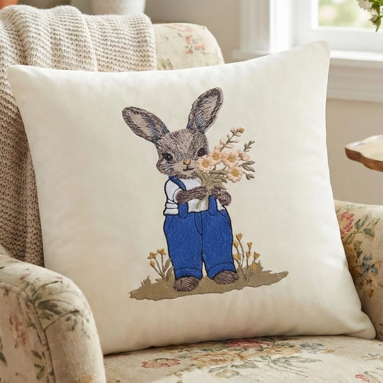 POSZEWKA DEKORACYJNA PREMIUM WELUROWA 40x40 Z HAFTEM WIELKANOCNA VELVET
