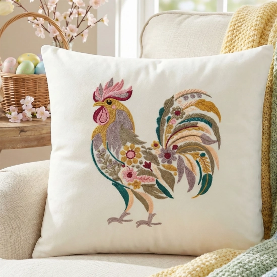 POSZEWKA DEKORACYJNA PREMIUM WELUROWA 40x40 Z HAFTEM WIELKANOCNA VELVET