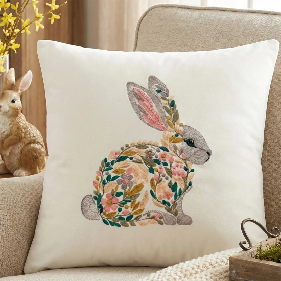 POSZEWKA DEKORACYJNA PREMIUM WELUROWA 40x40 Z HAFTEM WIELKANOCNA VELVET