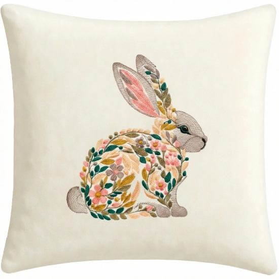 POSZEWKA DEKORACYJNA PREMIUM WELUROWA 40x40 Z HAFTEM WIELKANOCNA VELVET