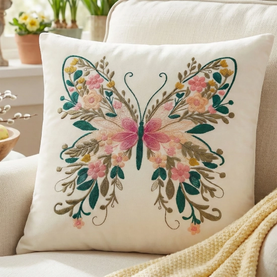 POSZEWKA DEKORACYJNA PREMIUM WELUROWA 40x40 Z HAFTEM WIELKANOCNA VELVET