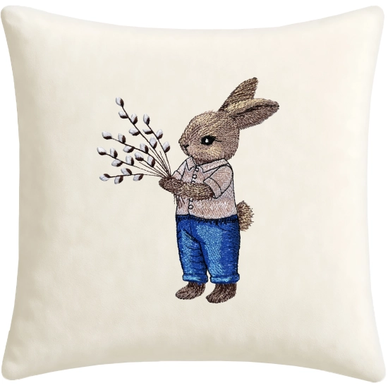 POSZEWKA DEKORACYJNA PREMIUM WELUROWA 40x40 Z HAFTEM WIELKANOCNA VELVET