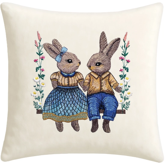 POSZEWKA DEKORACYJNA PREMIUM WELUROWA 40x40 Z HAFTEM WIELKANOCNA VELVET