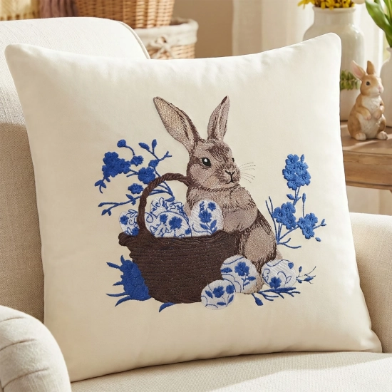 POSZEWKA DEKORACYJNA PREMIUM WELUROWA 40x40 Z HAFTEM WIELKANOCNA VELVET