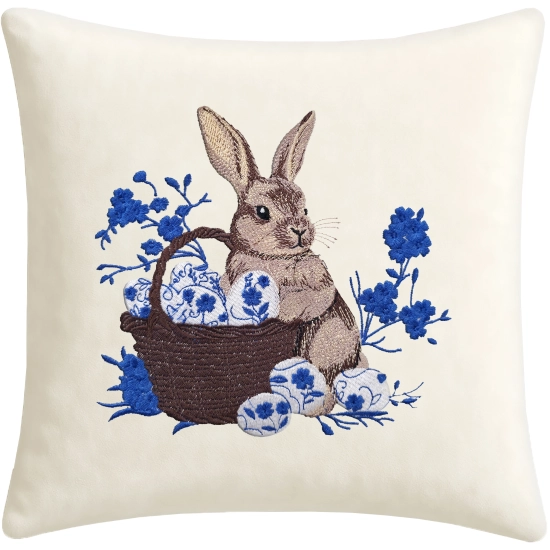 POSZEWKA DEKORACYJNA PREMIUM WELUROWA 40x40 Z HAFTEM WIELKANOCNA VELVET