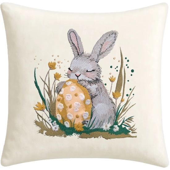 POSZEWKA DEKORACYJNA PREMIUM WELUROWA 40x40 Z HAFTEM WIELKANOCNA VELVET