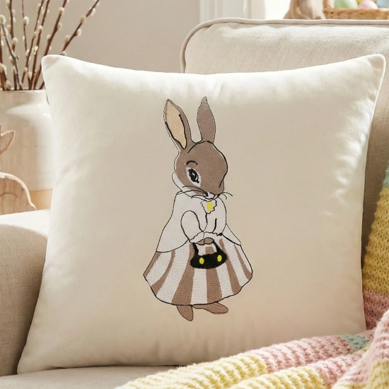 POSZEWKA DEKORACYJNA PREMIUM WELUROWA 40x40 Z HAFTEM WIELKANOCNA VELVET