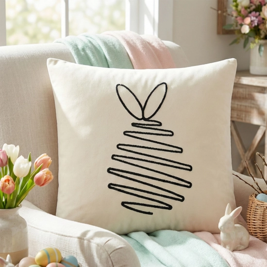 POSZEWKA DEKORACYJNA PREMIUM WELUROWA 40x40 Z HAFTEM WIELKANOCNA VELVET