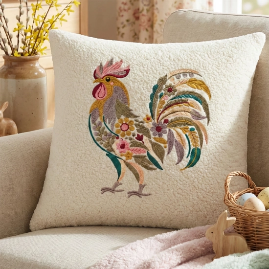 POSZEWKA DEKORACYJNA PREMIUM WELUROWA 40x40 Z HAFTEM WIELKANOCNA VELVET