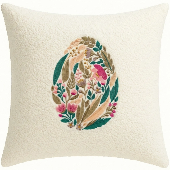 POSZEWKA DEKORACYJNA PREMIUM WELUROWA 40x40 Z HAFTEM WIELKANOCNA VELVET
