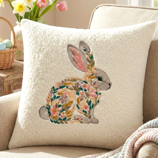 POSZEWKA DEKORACYJNA PREMIUM WELUROWA 40x40 Z HAFTEM WIELKANOCNA VELVET