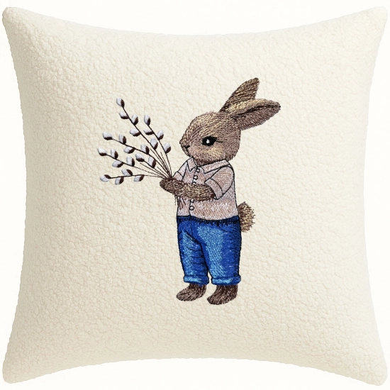 POSZEWKA DEKORACYJNA PREMIUM WELUROWA 40x40 Z HAFTEM WIELKANOCNA VELVET