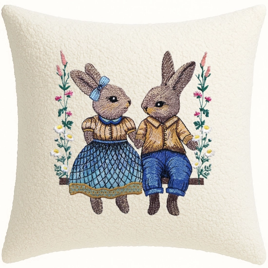 POSZEWKA DEKORACYJNA PREMIUM WELUROWA 40x40 Z HAFTEM WIELKANOCNA VELVET