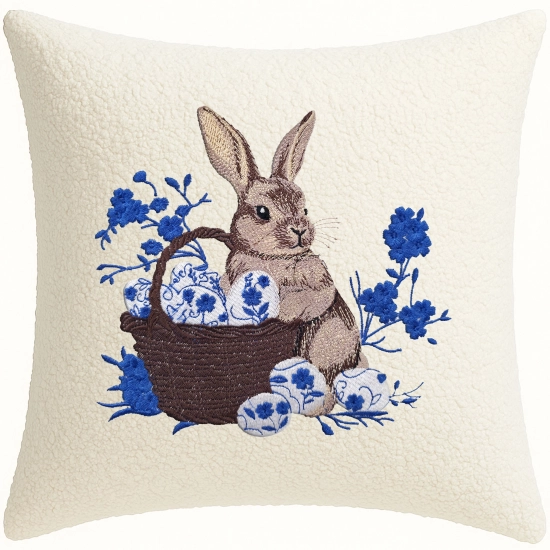 POSZEWKA DEKORACYJNA PREMIUM WELUROWA 40x40 Z HAFTEM WIELKANOCNA VELVET