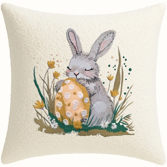 POSZEWKA DEKORACYJNA PREMIUM WELUROWA 40x40 Z HAFTEM WIELKANOCNA VELVET