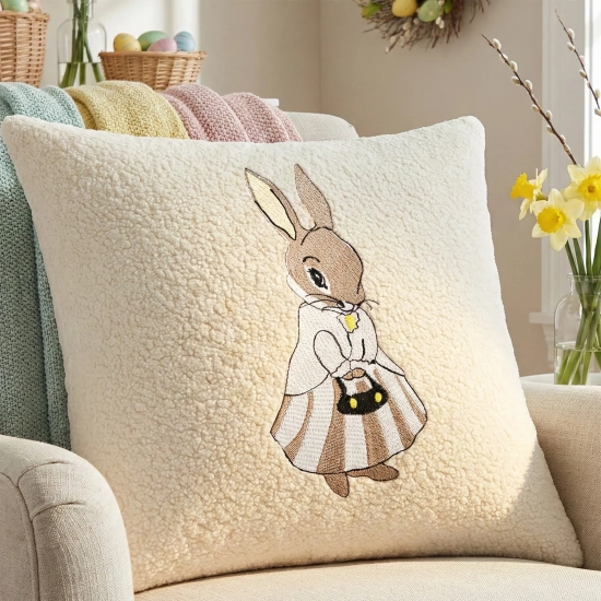 POSZEWKA DEKORACYJNA PREMIUM WELUROWA 40x40 Z HAFTEM WIELKANOCNA VELVET
