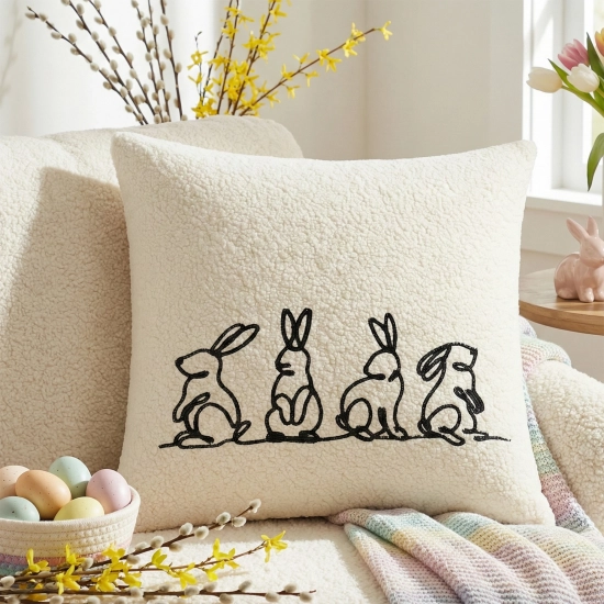 POSZEWKA DEKORACYJNA PREMIUM WELUROWA 40x40 Z HAFTEM WIELKANOCNA VELVET