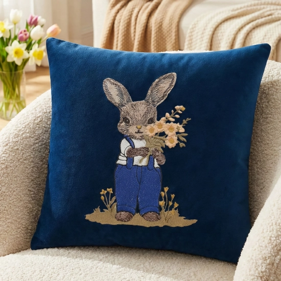 POSZEWKA DEKORACYJNA PREMIUM WELUROWA 40x40 Z HAFTEM WIELKANOCNA VELVET