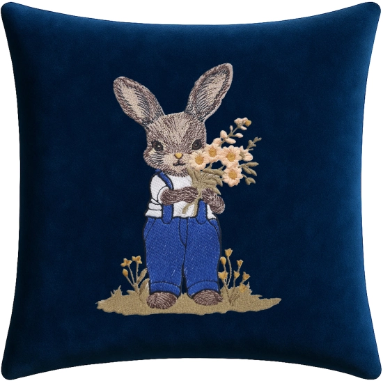 POSZEWKA DEKORACYJNA PREMIUM WELUROWA 40x40 Z HAFTEM WIELKANOCNA VELVET