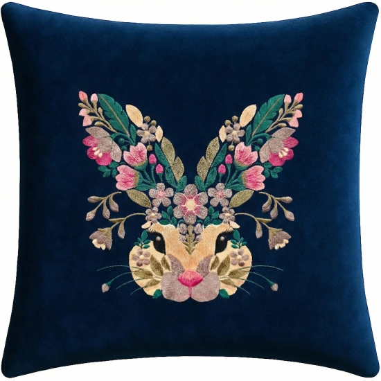 POSZEWKA DEKORACYJNA PREMIUM WELUROWA 40x40 Z HAFTEM WIELKANOCNA VELVET