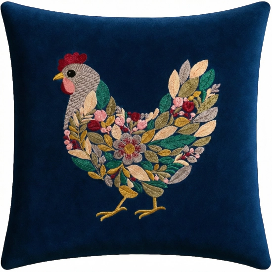 POSZEWKA DEKORACYJNA PREMIUM WELUROWA 40x40 Z HAFTEM WIELKANOCNA VELVET