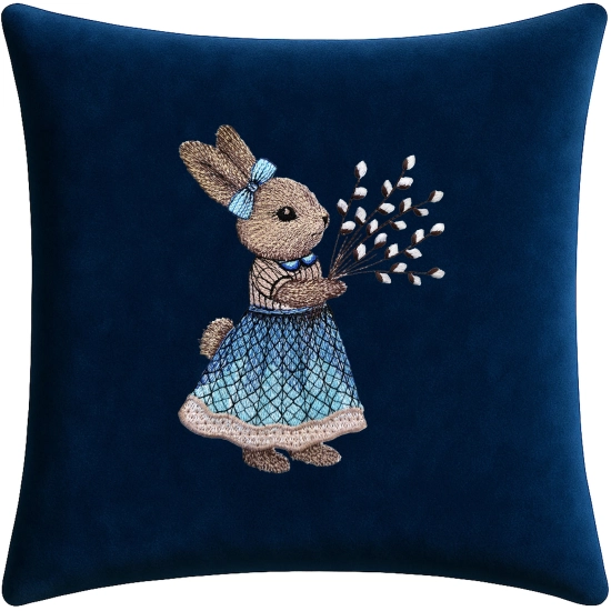 POSZEWKA DEKORACYJNA PREMIUM WELUROWA 40x40 Z HAFTEM WIELKANOCNA VELVET