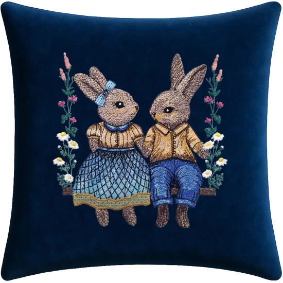 POSZEWKA DEKORACYJNA PREMIUM WELUROWA 40x40 Z HAFTEM WIELKANOCNA VELVET