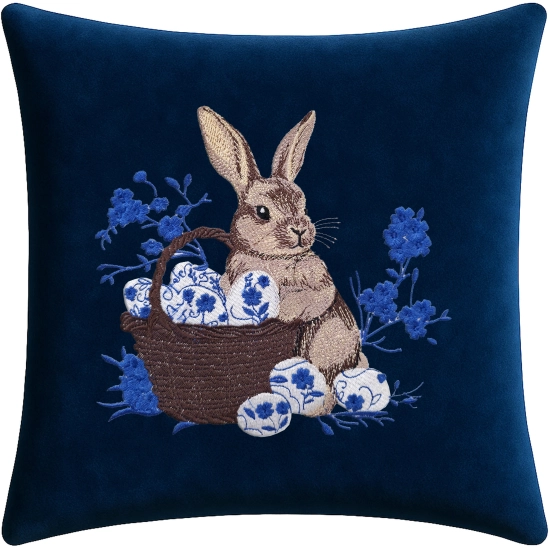 POSZEWKA DEKORACYJNA PREMIUM WELUROWA 40x40 Z HAFTEM WIELKANOCNA VELVET