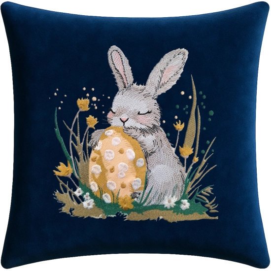 POSZEWKA DEKORACYJNA PREMIUM WELUROWA 40x40 Z HAFTEM WIELKANOCNA VELVET