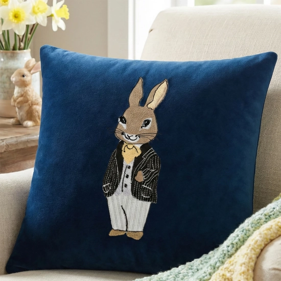 POSZEWKA DEKORACYJNA PREMIUM WELUROWA 40x40 Z HAFTEM WIELKANOCNA VELVET