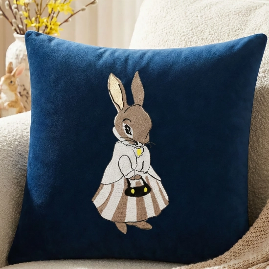 POSZEWKA DEKORACYJNA PREMIUM WELUROWA 40x40 Z HAFTEM WIELKANOCNA VELVET