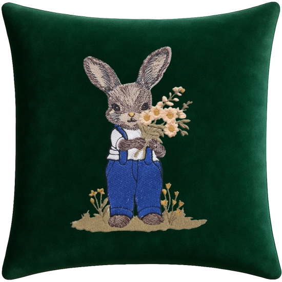 POSZEWKA DEKORACYJNA PREMIUM WELUROWA 40x40 Z HAFTEM WIELKANOCNA VELVET
