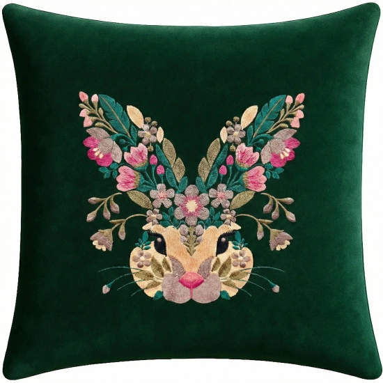 POSZEWKA DEKORACYJNA PREMIUM WELUROWA 40x40 Z HAFTEM WIELKANOCNA VELVET
