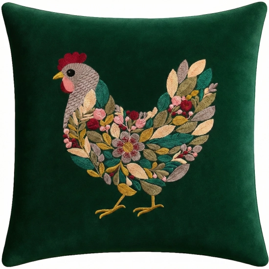 POSZEWKA DEKORACYJNA PREMIUM WELUROWA 40x40 Z HAFTEM WIELKANOCNA VELVET