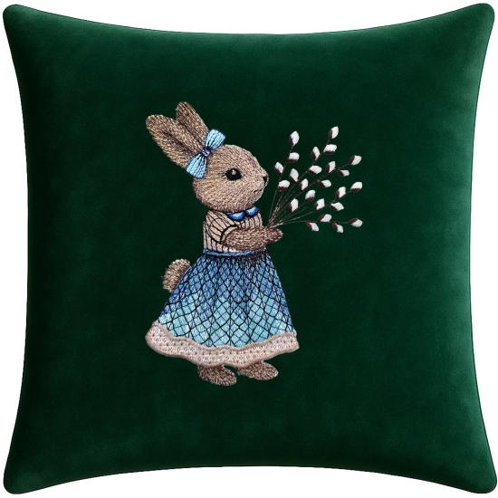 POSZEWKA DEKORACYJNA PREMIUM WELUROWA 40x40 Z HAFTEM WIELKANOCNA VELVET