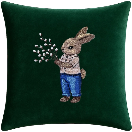 POSZEWKA DEKORACYJNA PREMIUM WELUROWA 40x40 Z HAFTEM WIELKANOCNA VELVET