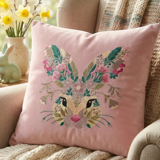 POSZEWKA DEKORACYJNA PREMIUM WELUROWA 40x40 Z HAFTEM WIELKANOCNA VELVET