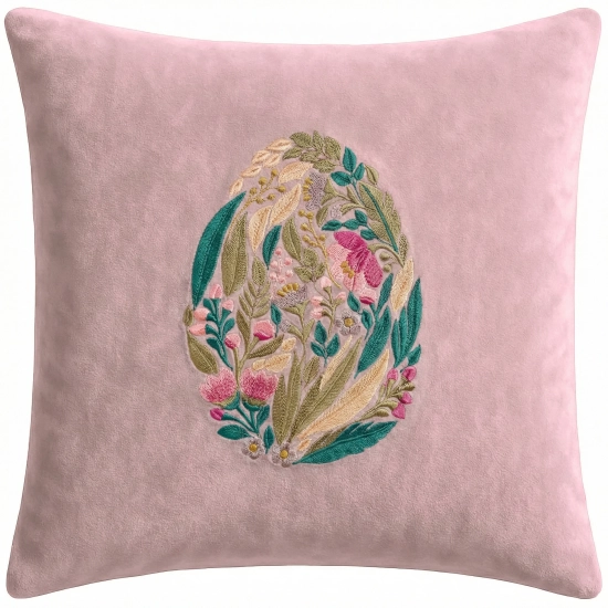 POSZEWKA DEKORACYJNA PREMIUM WELUROWA 40x40 Z HAFTEM WIELKANOCNA VELVET
