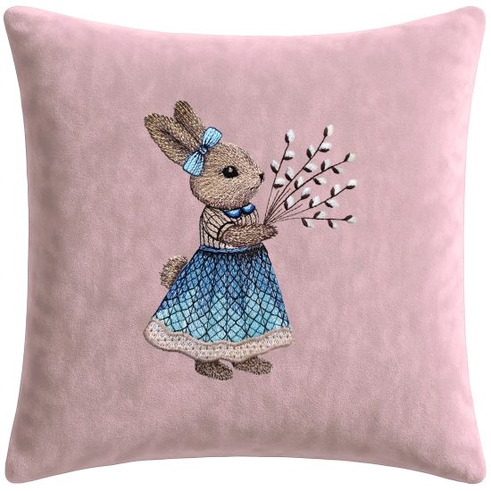 POSZEWKA DEKORACYJNA PREMIUM WELUROWA 40x40 Z HAFTEM WIELKANOCNA VELVET