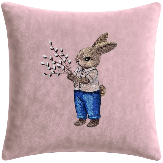 POSZEWKA DEKORACYJNA PREMIUM WELUROWA 40x40 Z HAFTEM WIELKANOCNA VELVET