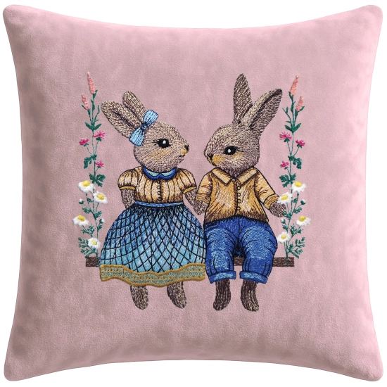 POSZEWKA DEKORACYJNA PREMIUM WELUROWA 40x40 Z HAFTEM WIELKANOCNA VELVET