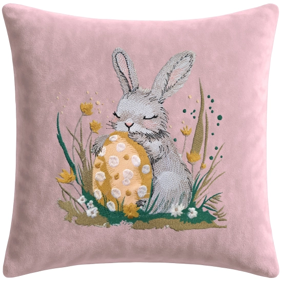 POSZEWKA DEKORACYJNA PREMIUM WELUROWA 40x40 Z HAFTEM WIELKANOCNA VELVET