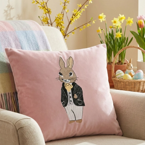POSZEWKA DEKORACYJNA PREMIUM WELUROWA 40x40 Z HAFTEM WIELKANOCNA VELVET